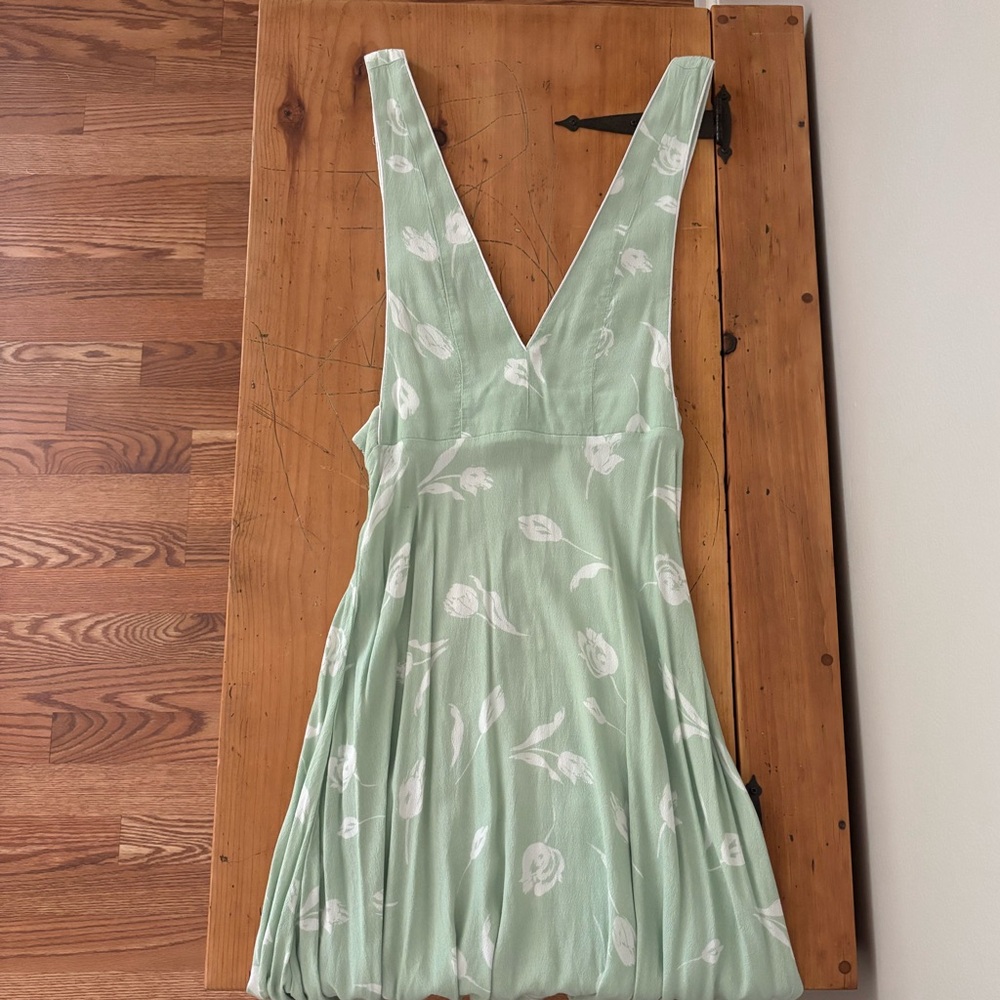Mint Green Floral Midi Dress
